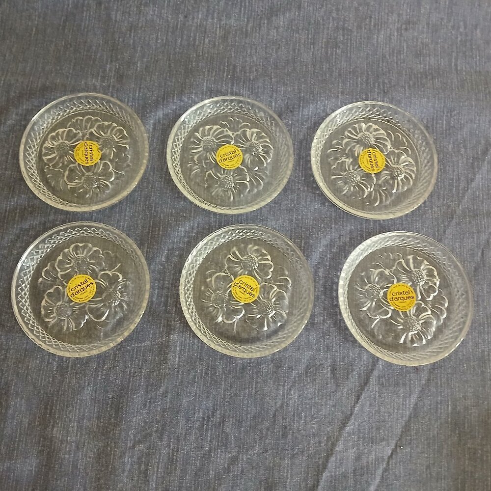 Vintage Cristal d' Arques Lead Crystal Coasters Set of 6 Made in France New